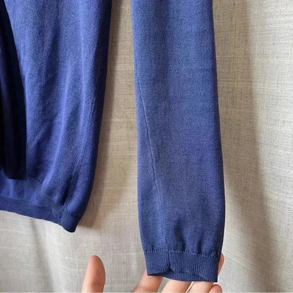 Ann Taylor | Silk Blend Button Up V-Neck Cardigan Navy Royal Blue Women’s Small - Picture 6 of 7